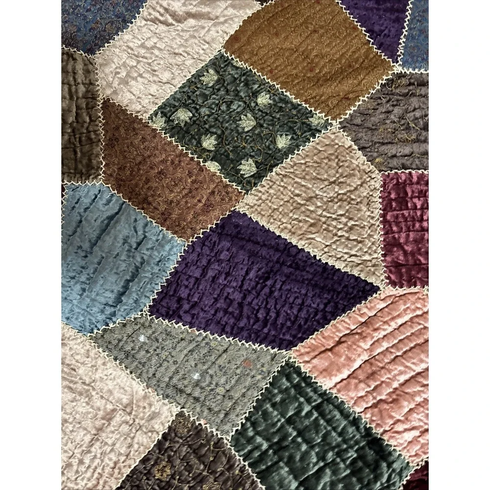 Elite Style Hand Crafted small Velvety  Patchwork Quilt Dimensions 48 X 60